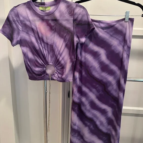 Cult Gaia x Bratz Set – Nevra Top & Meygan Skirt in Grape Dusty Dye NWT, Size XS